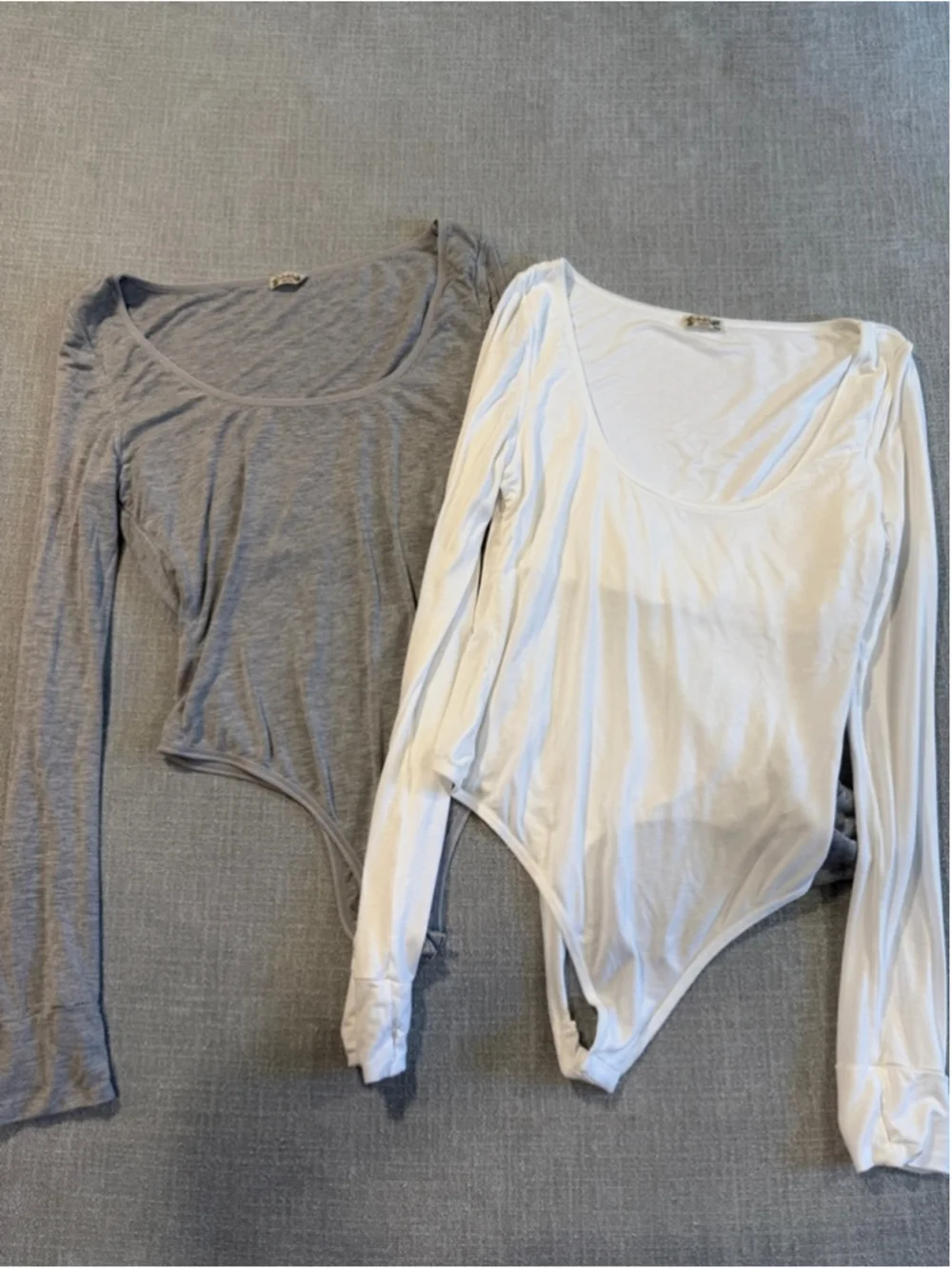 Free people intimately white and gray scoop neck thong bodysuit  Women’s large